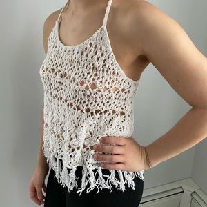 Boho white lace tank top🐚🐇🤍
